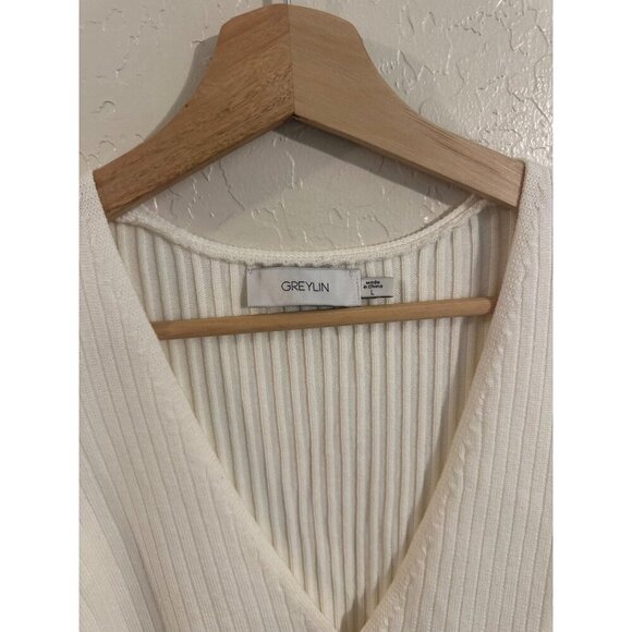 Anthropologie Greylin White Ribbed Buttoned Vest - Picture 7 of 10